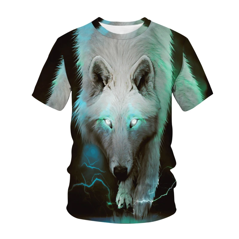 Wolf Couple T Shirt For Mens Animal Print Short Sleeve 3D Casual Street Man\'s T-shirt Loose Tee Shirt Men Vintage Tops Clothing