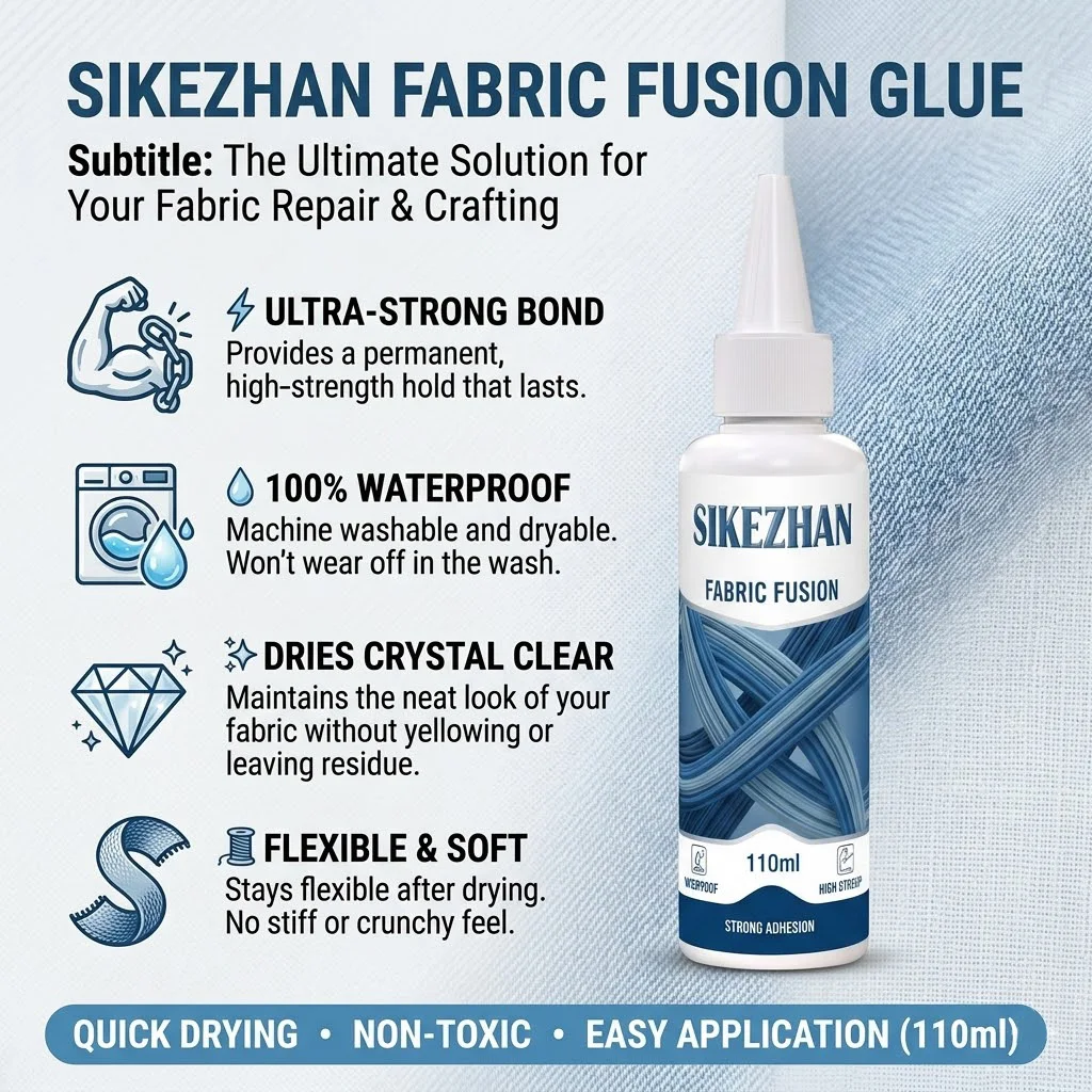 Permanent Fabric Glue with Scraper Tool, Washable Clear Flexible Clothes Adhesive for Fabric, Clothing Repair, Crafts, Bags