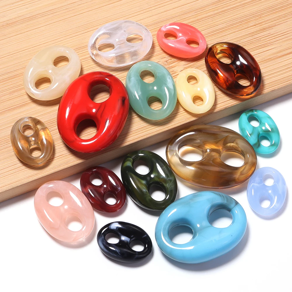 5-10 Stück Retro-Acrylperlen, Schweinenasen-Perlen mit zwei Löchern, Verbinder für DIY-Schlüsselanhänger, Armbänder, Halsketten, Schmuckherstellung, Zubehör – Detail 4