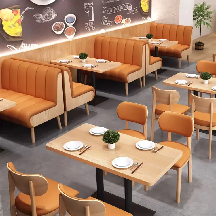 & Light Luxury Style Restaurant Furniture Catering Tea House Restaurant Western Restaurant Booth Sofa Table and Chair Combinatio