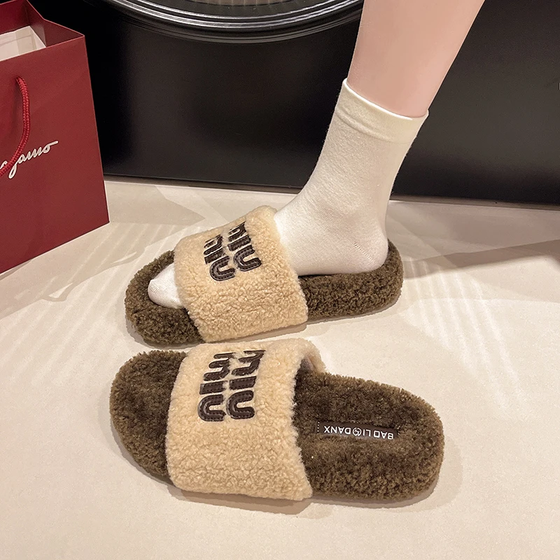 2024 winter lazy slippers trendy fashion warm new slippers women cotton slippers open-toed shoes women\'s slippers