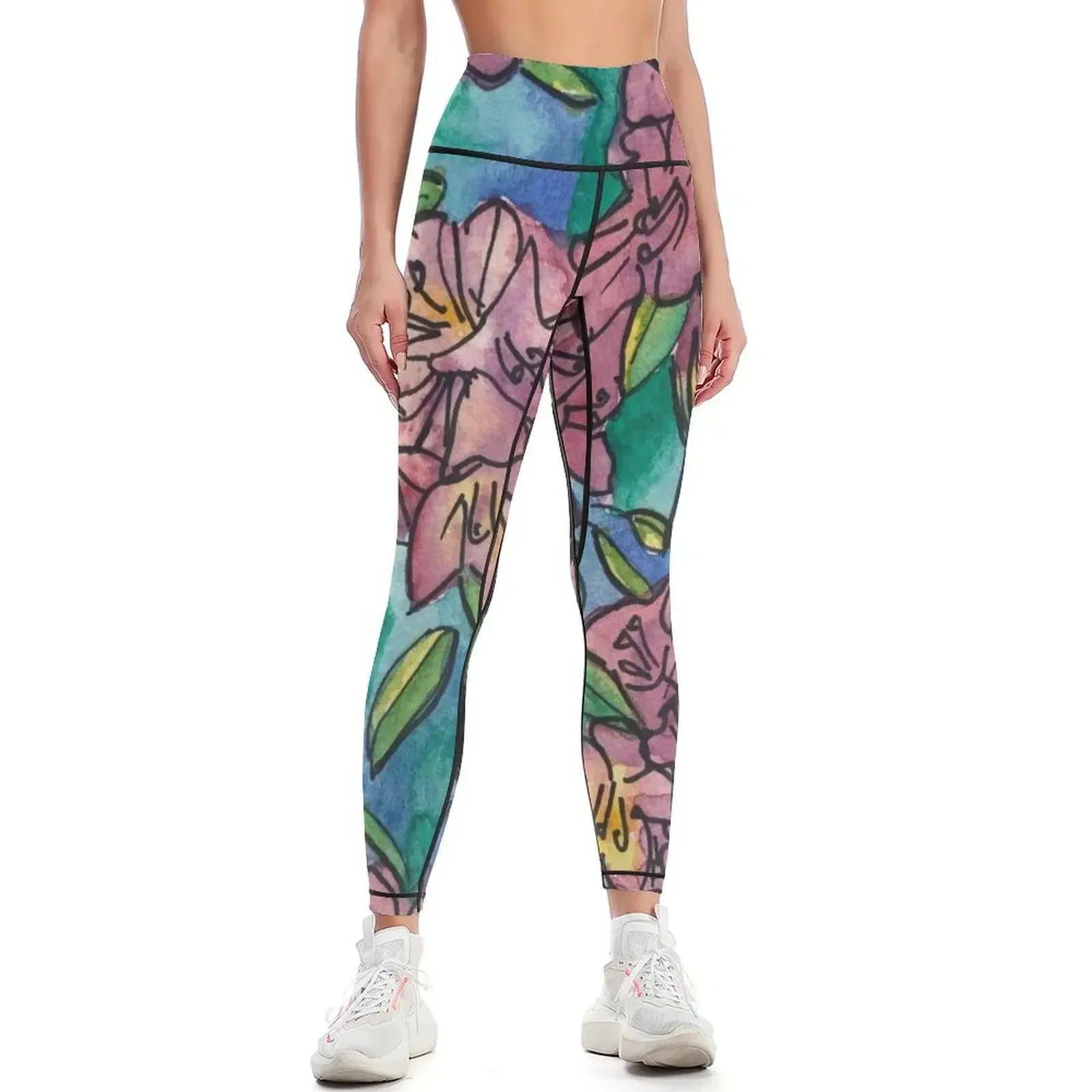

Rhododendron Watercolor Leggings Sports pants for workout clothes for sportswear for gym sporty woman gym Womens Leggings