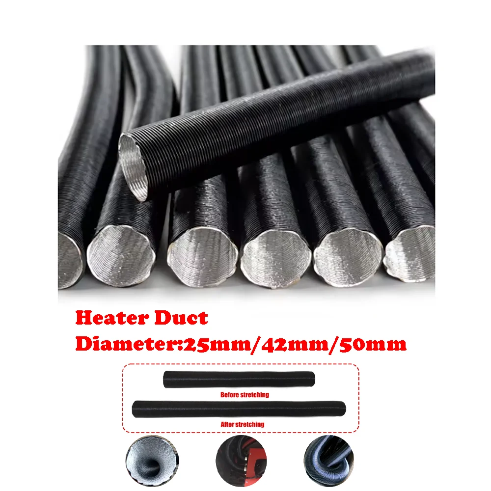 42mm 50mm 75mm Inner Diameter Stretched length 100cm 300cm Air Diesel Heater Duct Pipe Tube Hose For Car Camper Truck Caravan