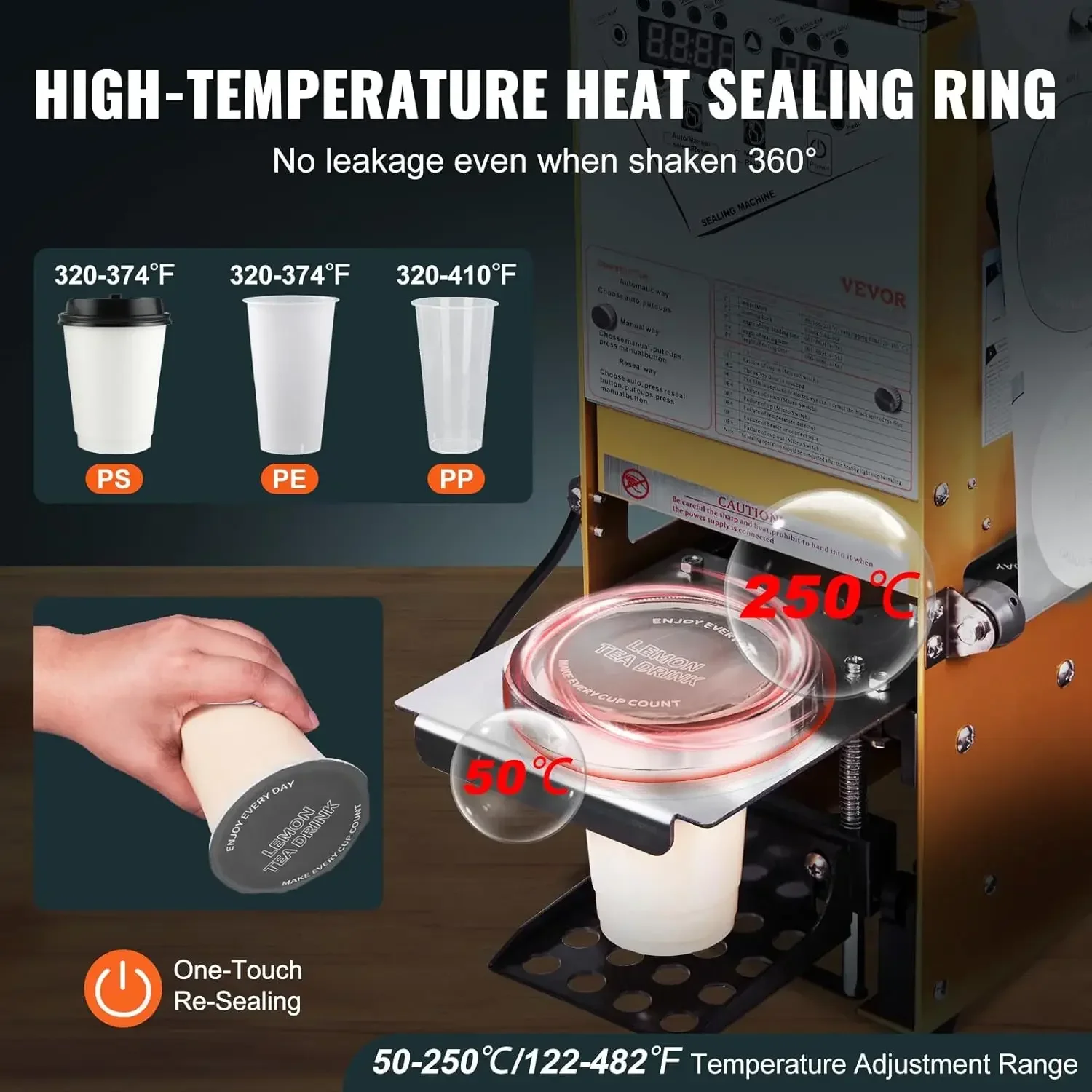 

Hot salesBubble Tea Machine, Fully Automatic Cup Sealing Machine, Electric Boba Machine 500-650 Cups/H for180 mm Tall & 90/95 mm