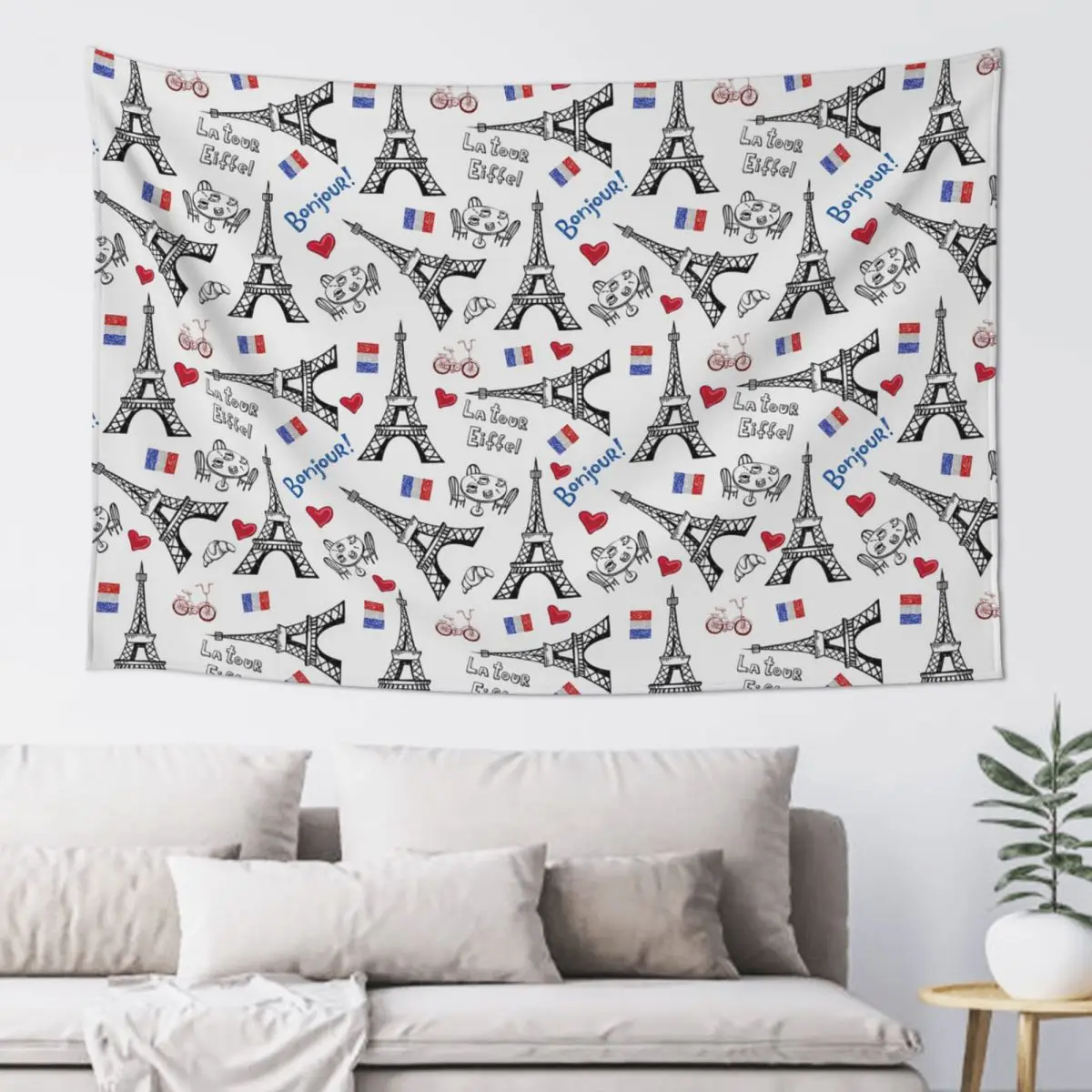 Addicted To Paris France Tapestry Funny Wall Hanging Aesthetic Home Decoration Tapestries for Living Room Bedroom Dorm Room