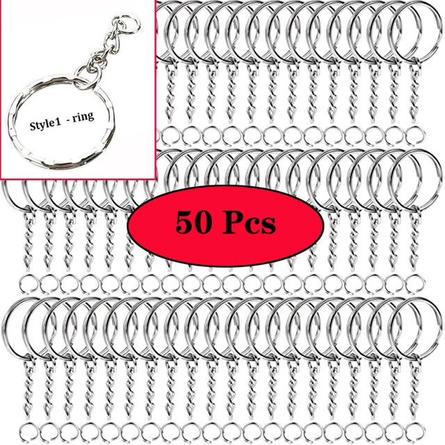 Silver Metal Blank Keyring Keychain, Long Split Keychain