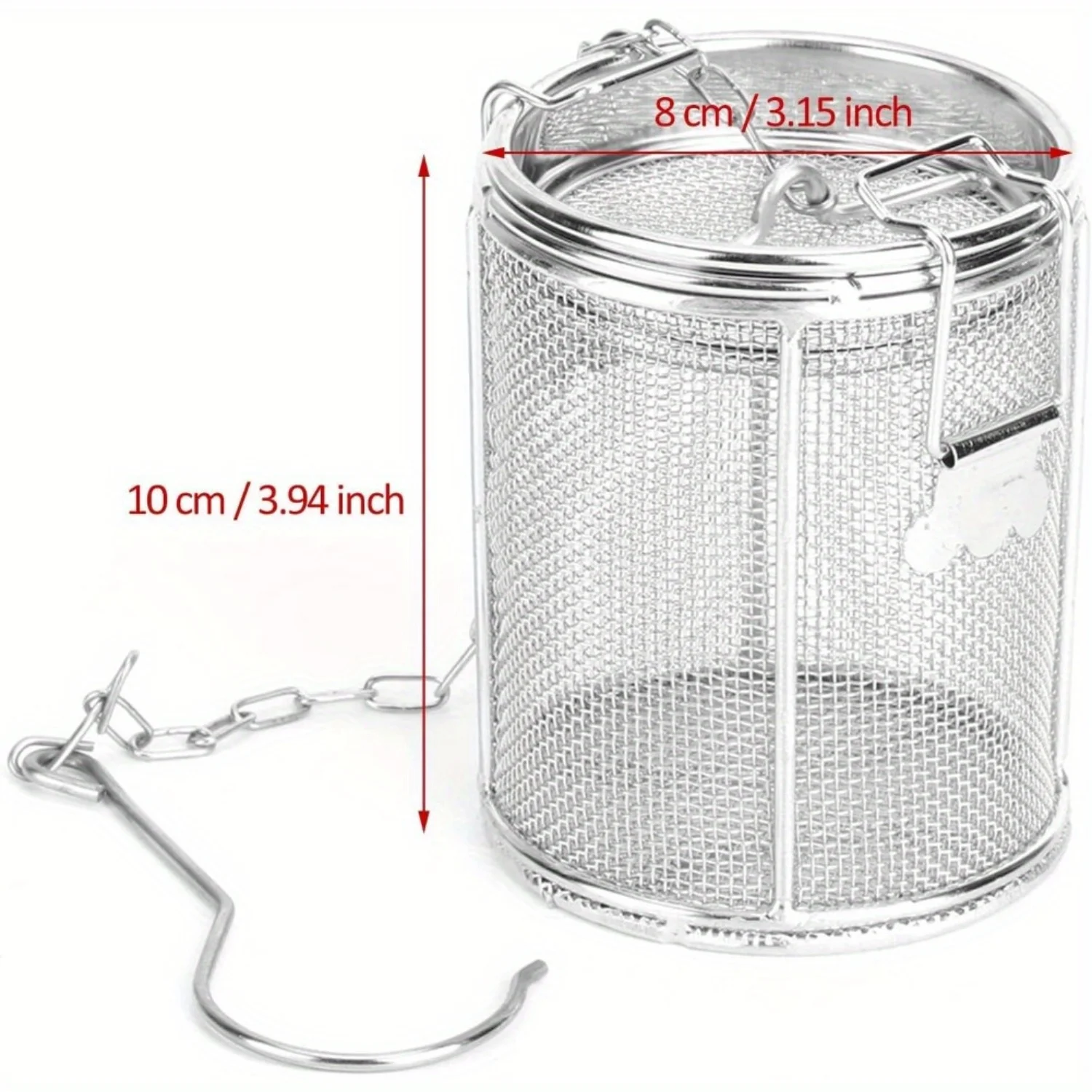 Stainless Steel Mesh Tea Strainer Spice Filter Tea Infuser Soup Seasonings Separation Basket with Chain Hook to Brew Loose Leaf