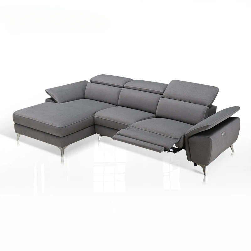 European Modern Style fabric Sofa Set Electric Recliner L shape sofa supplier Furniture For Living Room incliner l sofa