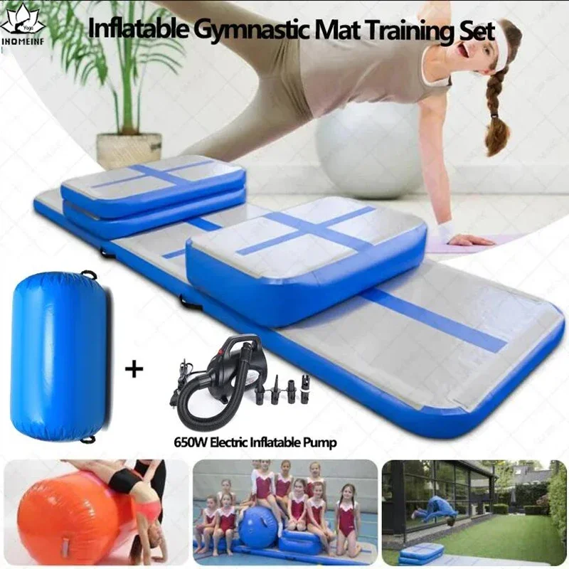 6pcs/set Inflatable Yoga Mat 3M Gymnastics Wear-resistant Inflatable Bouncer Air Track Gym Mat Tumbling Floor Training Mat Pump