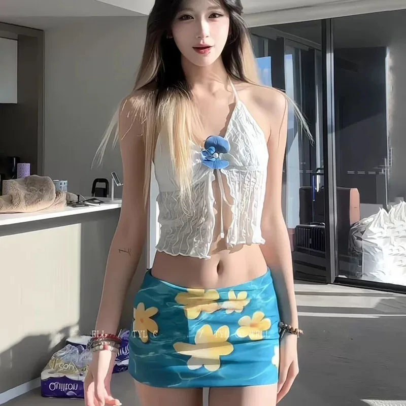 

Pure Flirty 3D Floral V-образным вырезом Кружевной укороченный топ с лямкой на шее для женщин Летнее белье Сексуальная майка Повседневная пляжная вечеринка Купальный костюм