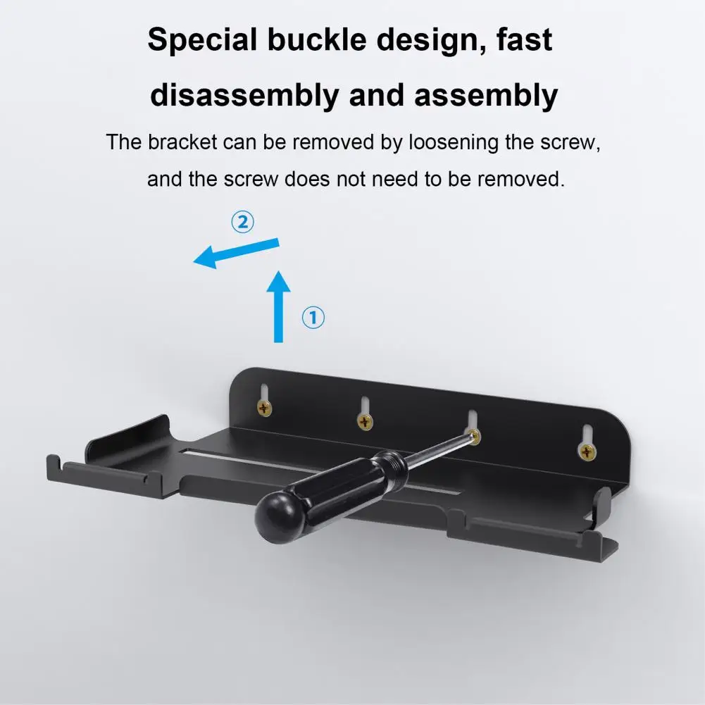 Wall Hanging Stand Game Console Wall Mount Bracket with Storage Hook Strong Load-bearing Hanging Rack for Ps5 Slim Easy