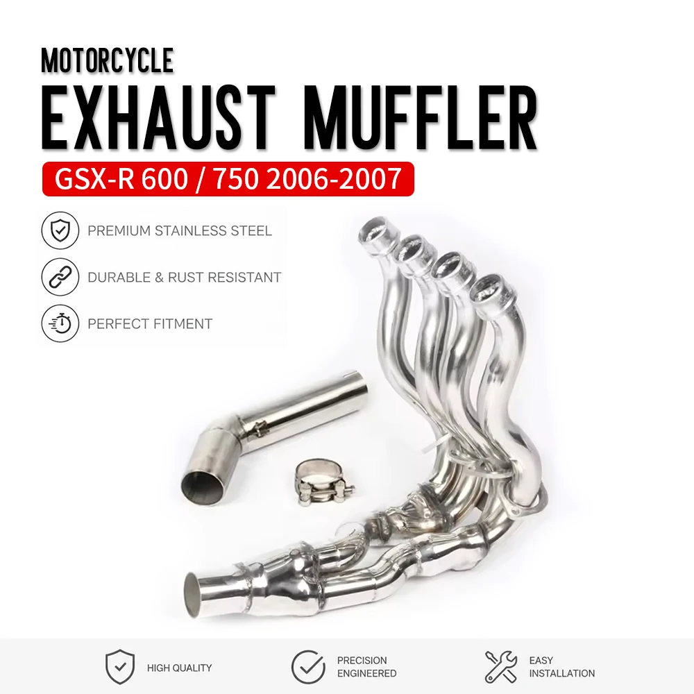 GSXR 750 Motorcycle Exhaust Muffler Middle Link Pipe For SUZUKI GSX-R 600 750 2006 2007 Drum Removal Connect Slip On Connector