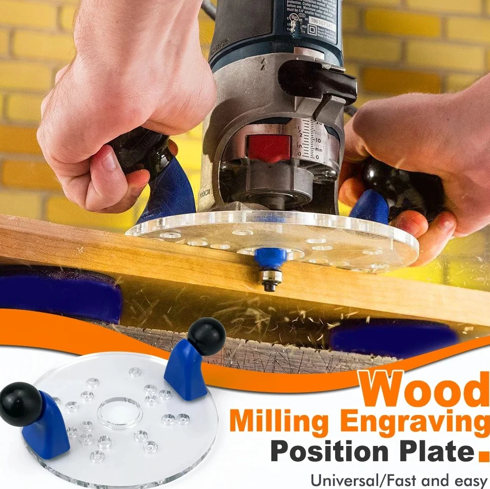 Fixed Base Router Jig with Double Handles, Universal Guide Plate for Palm Router to Convert for Precise Milling