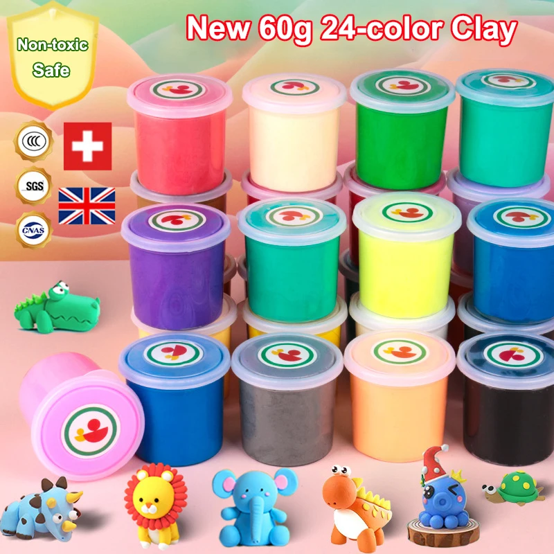 

New 60g 24 Colors Ultra-light Clay Box Children's Educational DIY Handmade Toys Safe and Non-toxic Colored Plasticine Toy Gifts