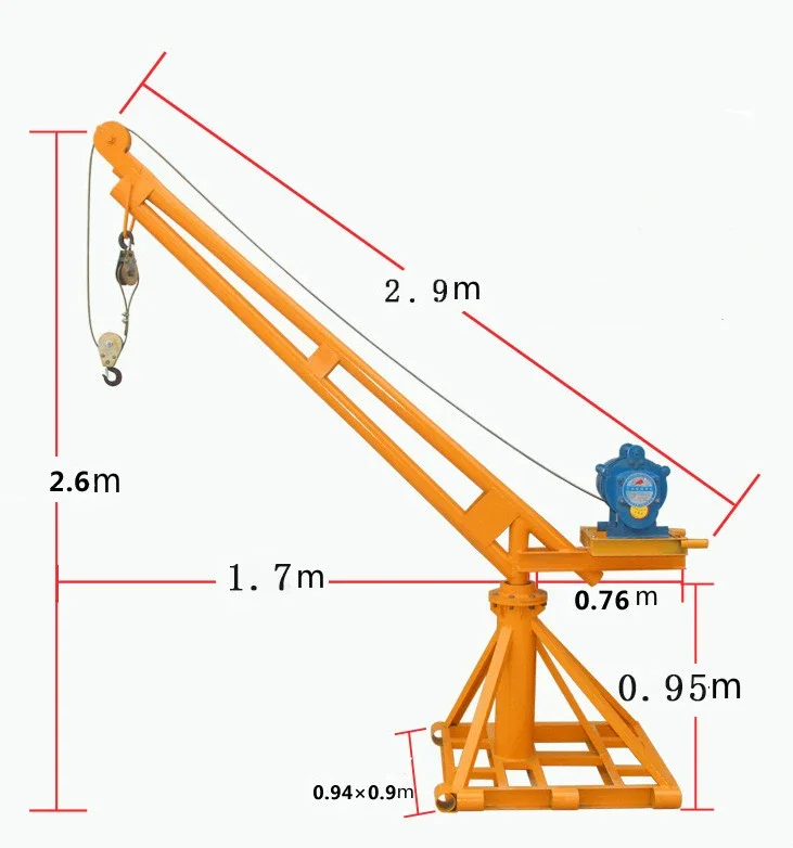 1000kg 1500kg Portable Mini Crane Outdoor Mini Lifting Crane 220V