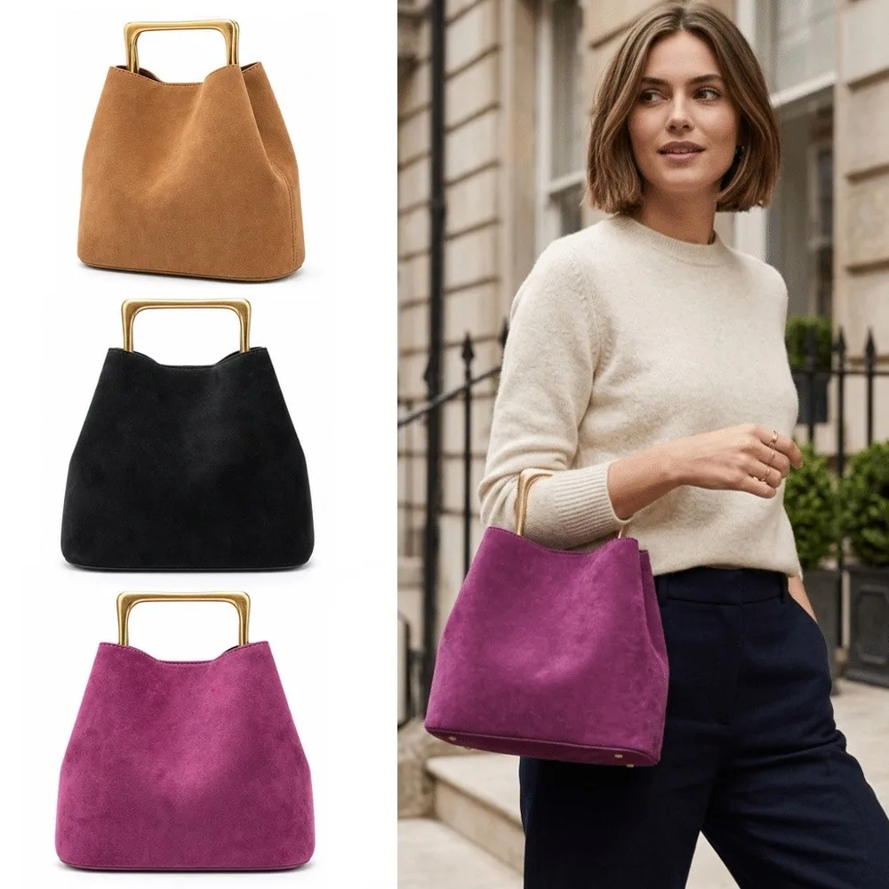 Fashion Luxury Clutch Bag Large Capacity Metal Handle Bucket Bag Detachable Adjustable Evening Purse Wedding Party