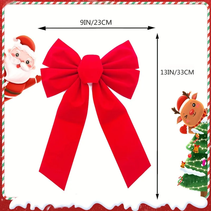 6pcs Red Velvet Christmas Bows,33.02cm x 22.86cm - Perfect for Wreaths, Garlands & Tree Decorations,Indoor/Outdoor Holiday Decor