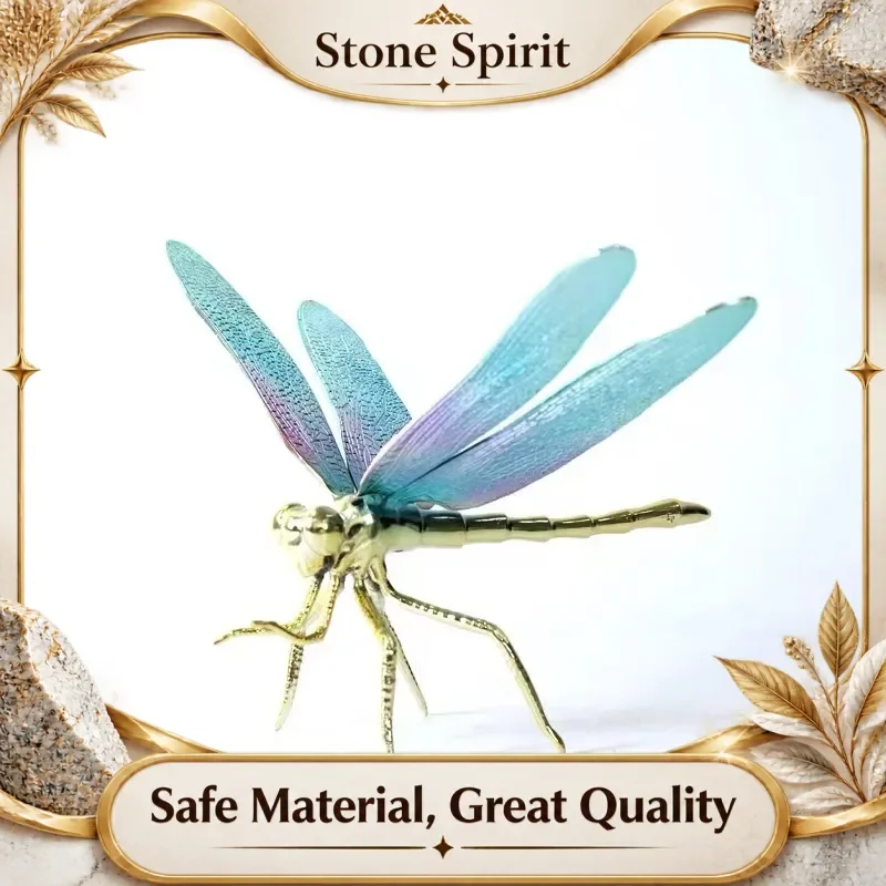 Minimalist Silver Winged Dragonfly Sculpture Animal Metal Model Ornament Living Room Study Desktop Home Decoration Accessories