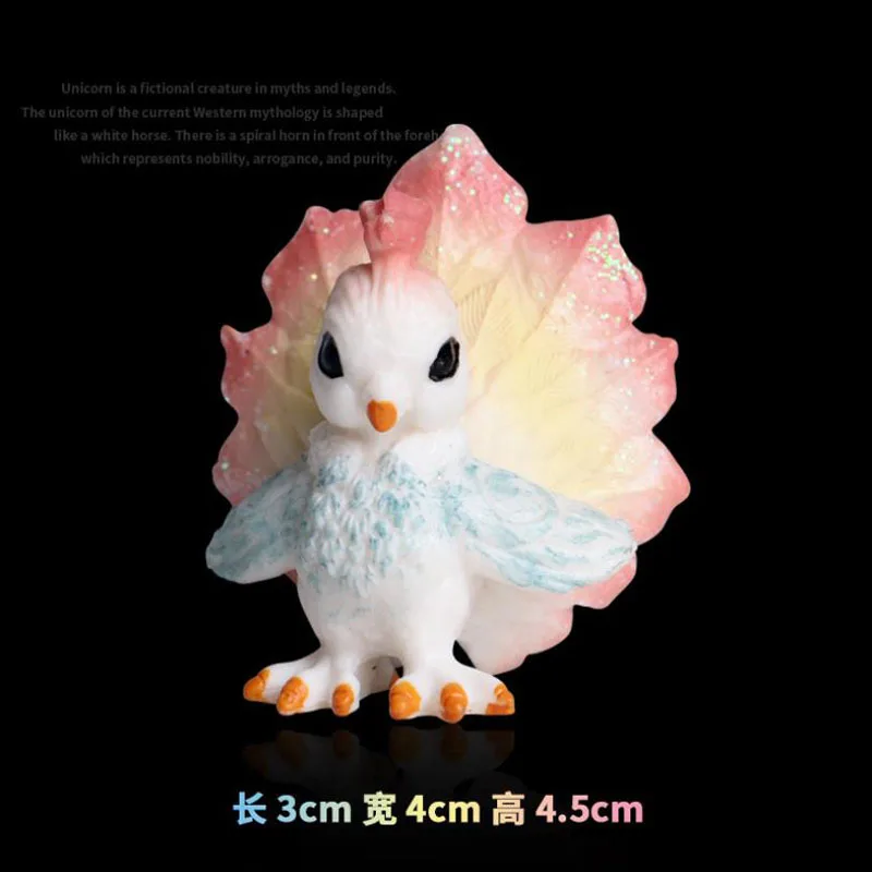 New Collection Static Simulation Animal Model Mythology Legend Unicorn Pink Fairy Pigeon Plastic Toy