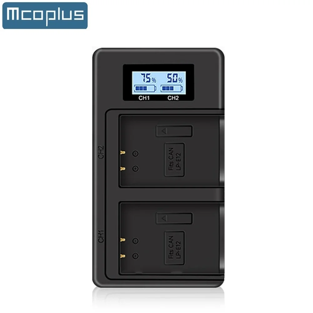 Mcoplus LP-E12 USB Dual Battery Charger for Canon EOS M M2 M10 M50 M50 Mark II M100 M200 SX70 HS /Rebel SL1 Digital Cameras