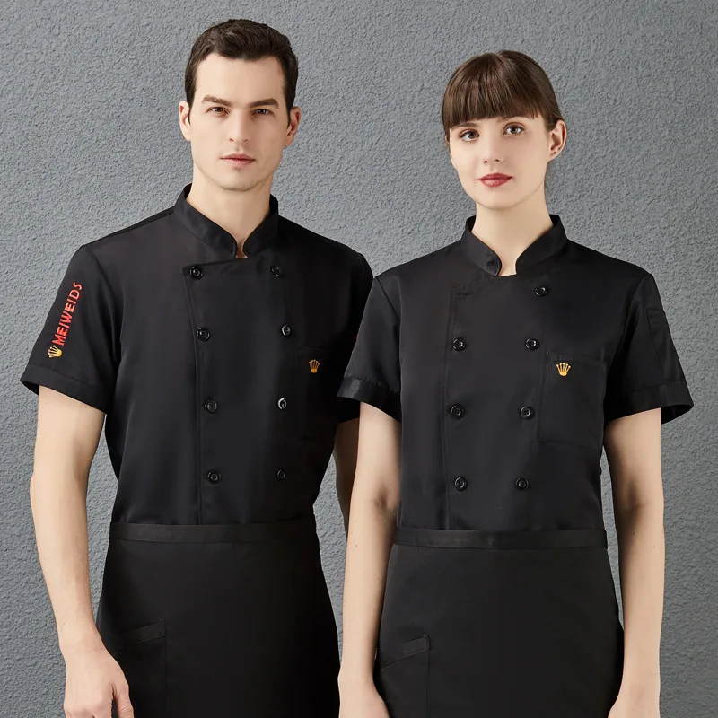 Snack Chef Uniform Short-Sleeved Summer Clothes Unisex Kitchen Kitchen Clothes Restaurant Restaurant Kitchen Mess Cook Work Clot