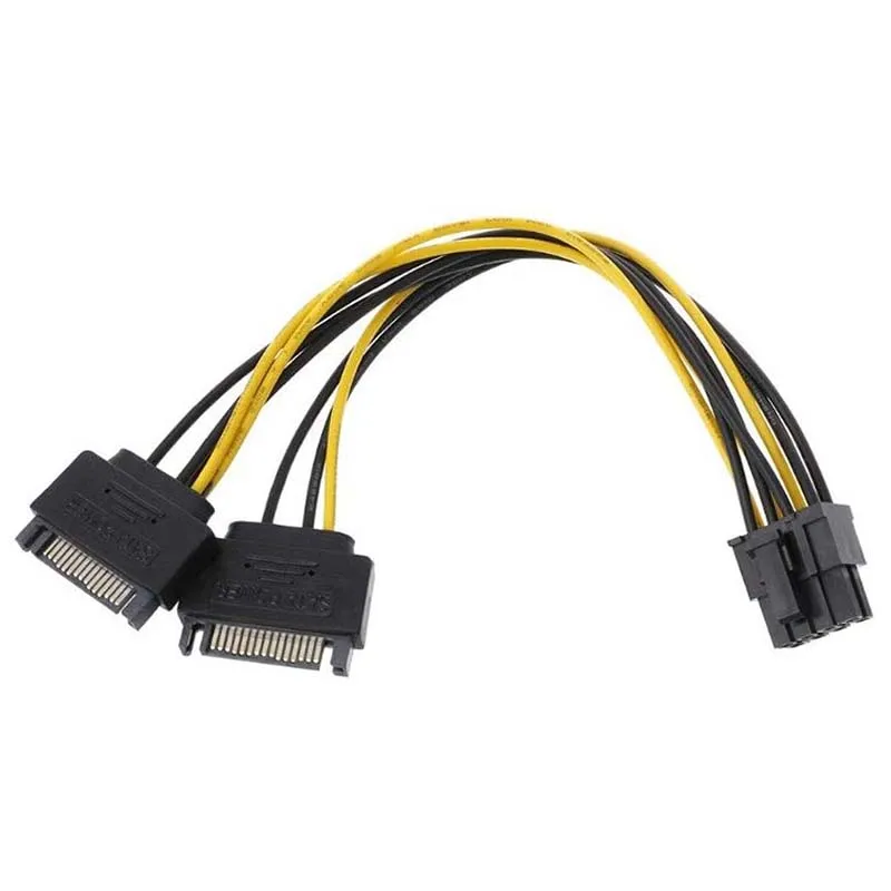 Dual SATA 15Pin To 8Pin Graphic Card Power Adapter Cable 20Cm PCIE SATA Power Supply Cable 8P To SATA