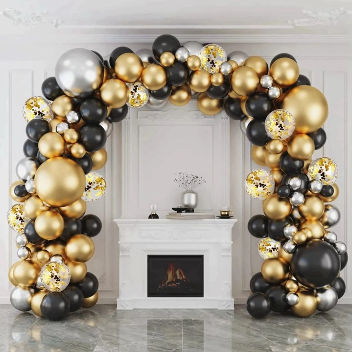 Black Gold Balloon Garland Arch Kit Confetti Latex Baloon Graduation Happy 30th 40th Birthday Balloons Decor Baby Shower Favor