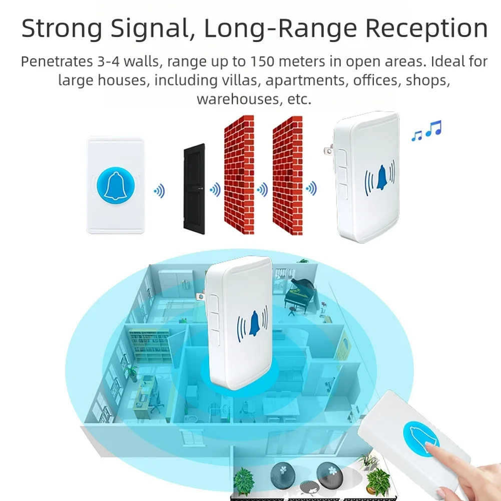 

1 шт. беспроводной дверной звонок с звонком умный дом безопасности дверной звонок дальнего действия дистанционный звонок открытый водонепроницаемый аккумуляторный дверной звонок