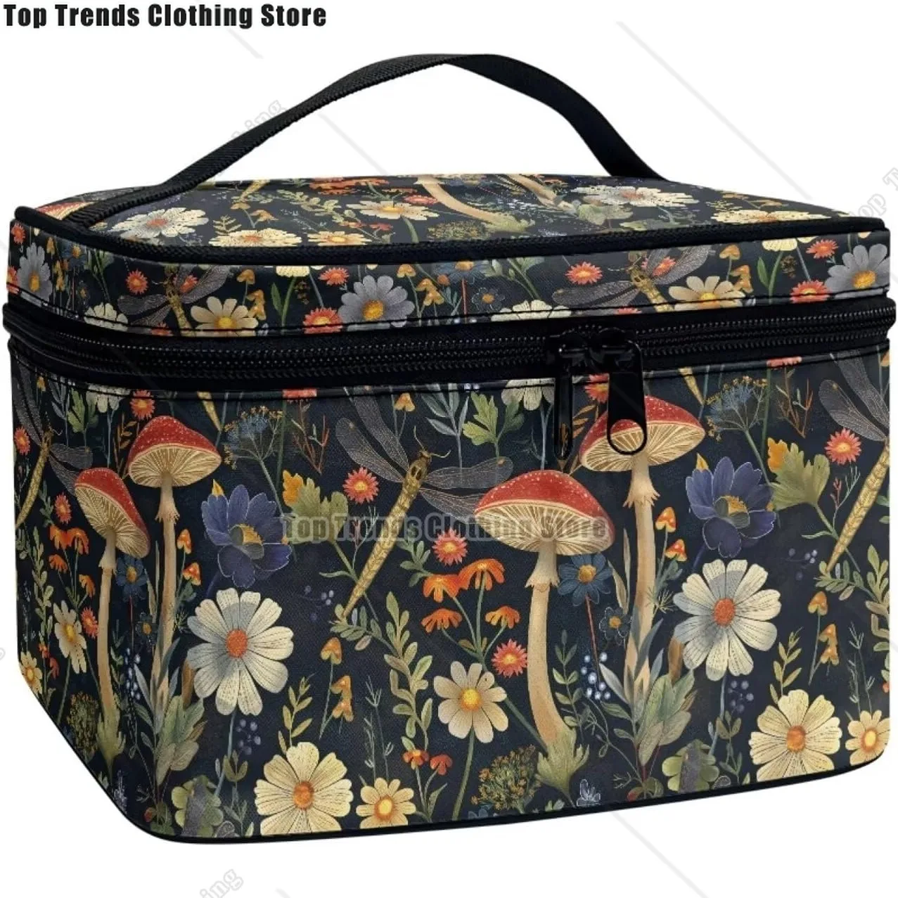 

Портативный косметичка с бронзовым грибом, косметичка с принтом в стиле ретро, сумка-тоут на молнии, косметический органайзер, косметичка для туалетных принадлежностей