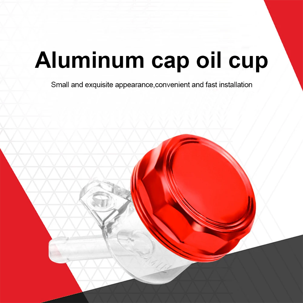 Transparent Motorcycle Brake Oil Cup Upper Pump Oil Tank Brake Master Cylinder Brake Fluid Reservoir with Aluminium Alloy Cap