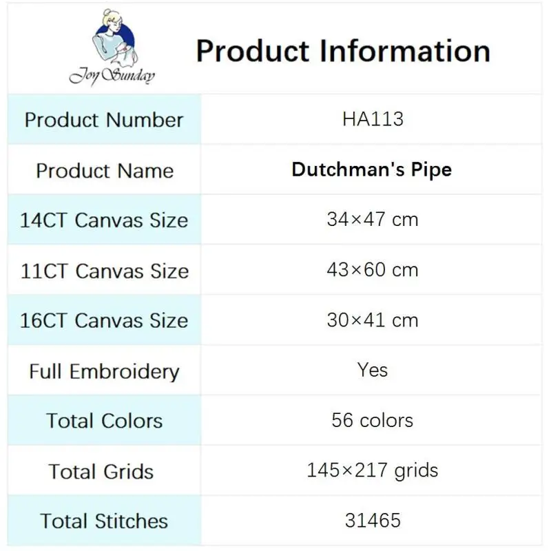 Dutchman\'s Pipe kwiatowy wzór zestaw do haftu krzyżykowego 14CT biały 16CT 11CT drukowane płótno zestaw do szycia DIY haft rzemiosło prezent