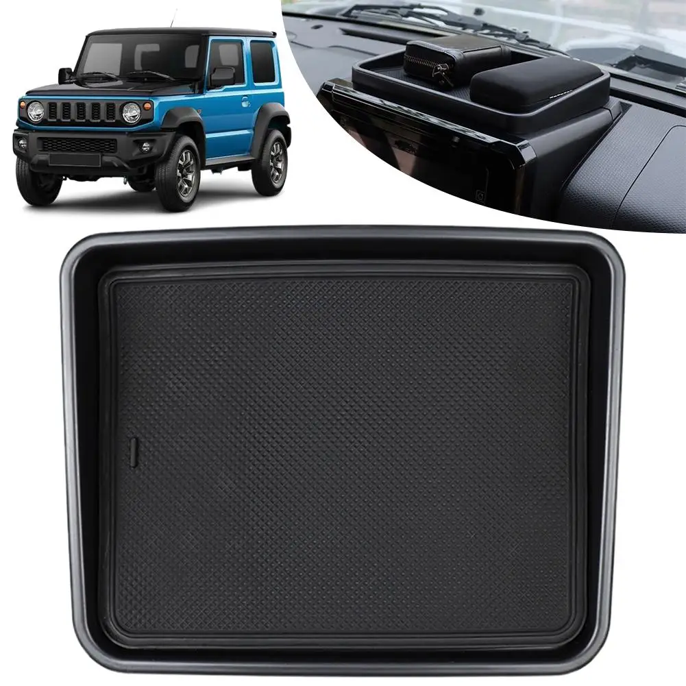 Caja de almacenamiento para consola central de coche, bandeja organizadora con alfombrilla para Suzuki Jimny 2019 2020 2021 2022 2023, accesorios interiores, color negro