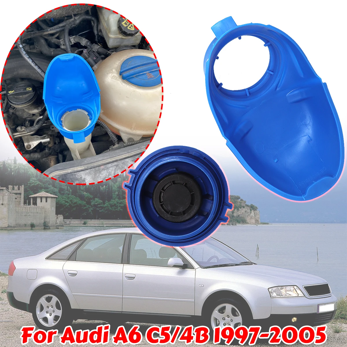 

Car Radiator Water Coolant Reservoir Expansion Storage Tank Cover For Audi A6 C5 4B Wiper Washer Fluid Reservoir Bottle Cap Lid