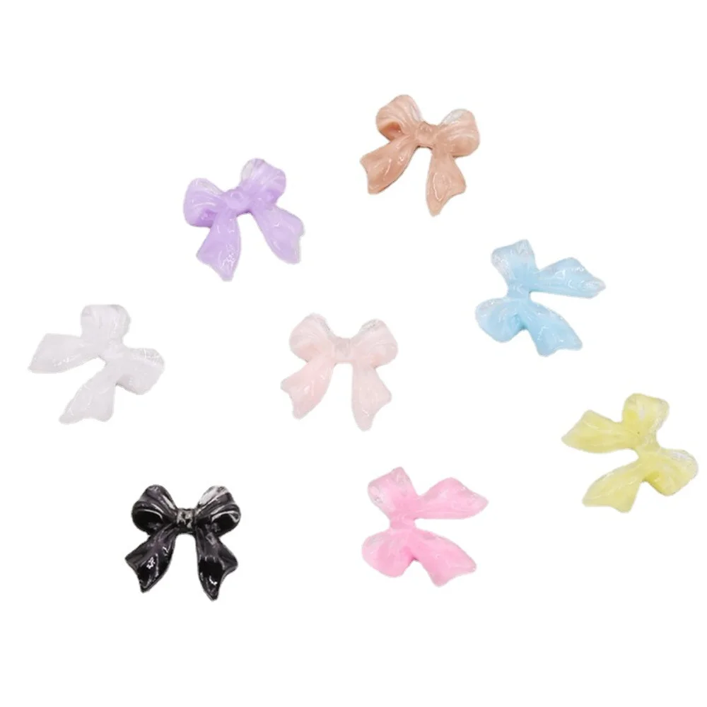 50pcs gelée ruban Nail Art charme 3D Kawaii Fudge Transparent couleur bonbon arcs ruban décoration des ongles bricolage ongles ruban pièces
