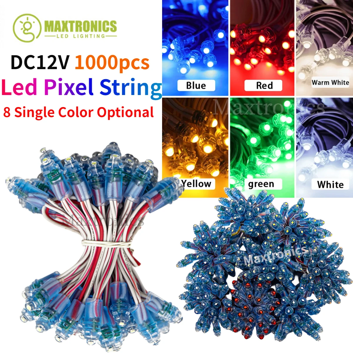 

1000PCS DC12V Single Color Led Pixel String Light 9MM LED Modules Point Light IP67 for Outdoor Sign Board Advertisement Luminous