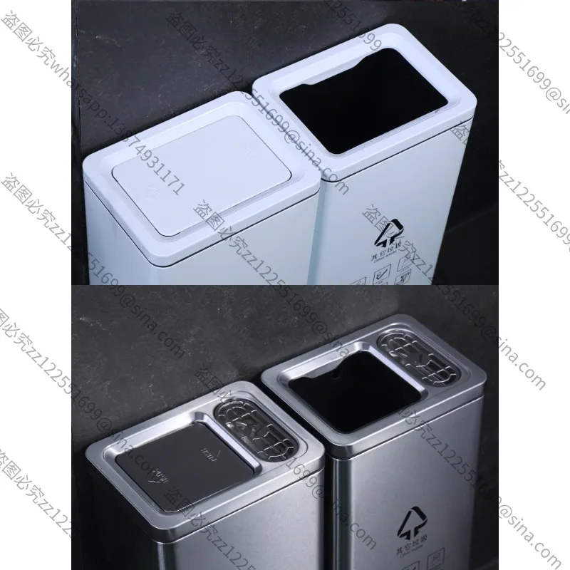 Suitable for Elevator Entrance Hall Stainless Steel Sorting Trash Can,Office Wet and Dry Public Places Peel Box Large Commercial