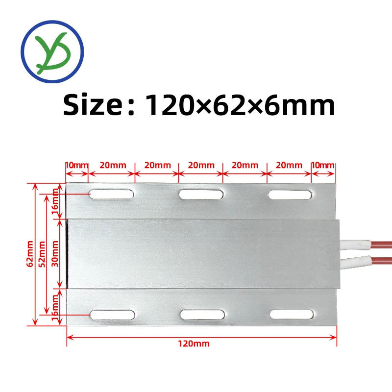 120*62 مللي متر 12 فولت ~ 220 فولت درجة حرارة ثابتة السيراميك PTC ورقة التدفئة 6 ثقوب لوحة التدفئة سخان PTCYIDU