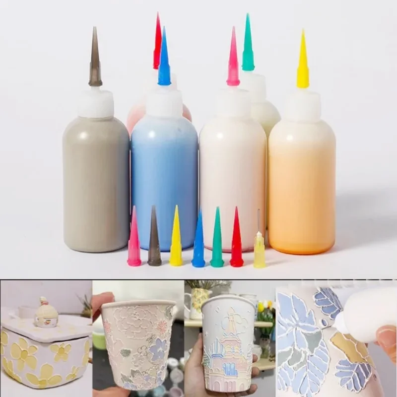 Pottery Supplies Plastic Pointed Mouth Squeeze Mud Bottle DIY Ceramic Craft Cup/vase/tea Set Creative Painting Coloring Tools