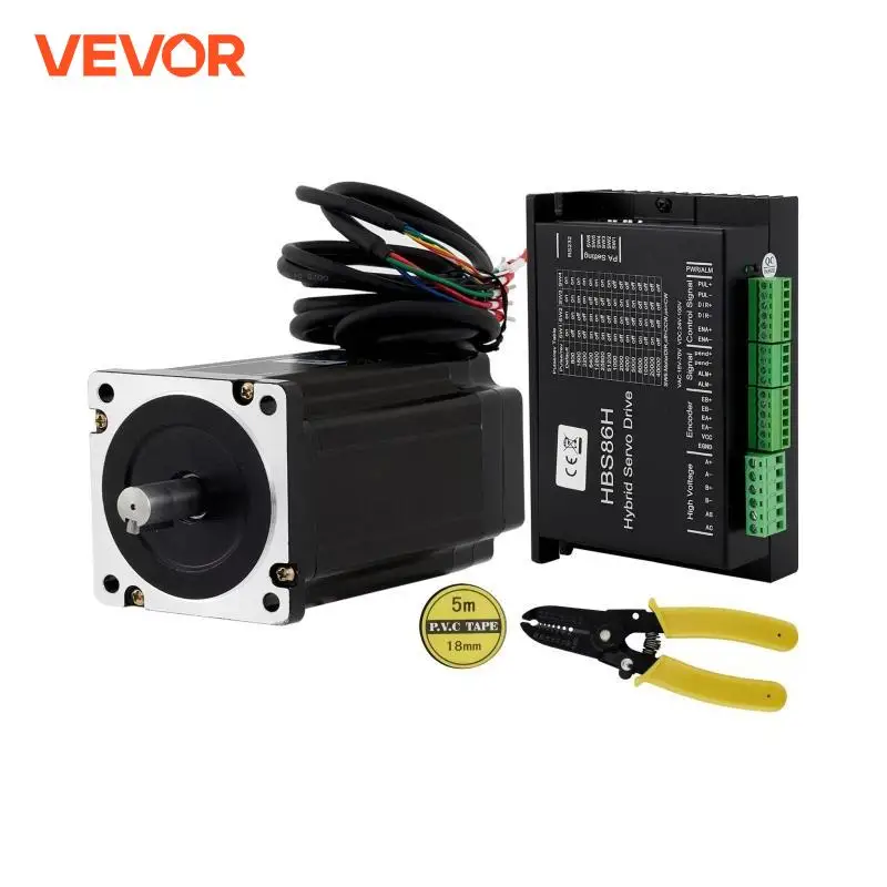 VEVOR Nema34 12N. M Motor Stepper Loop Tertutup dengan Kit Driver Servo Hibrida HSC86H 2 Fase untuk Encoder Garis Laser Ukiran CNC 1000