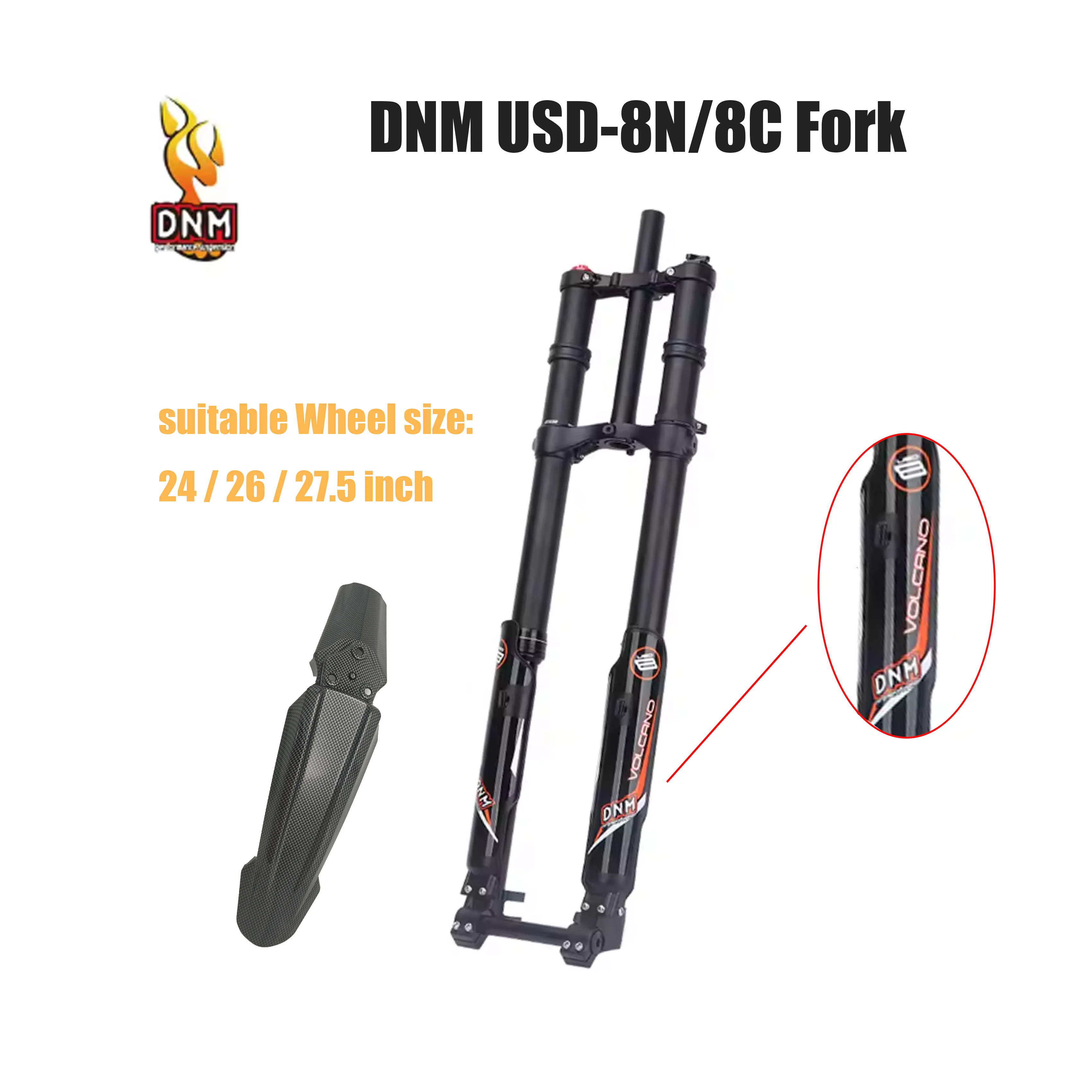 

DNM двойная передняя вилка USD-8N/8C горный электрический велосипед с пневматической подвеской вилка 203 мм 20 мм ось двойной дисковый тормоз