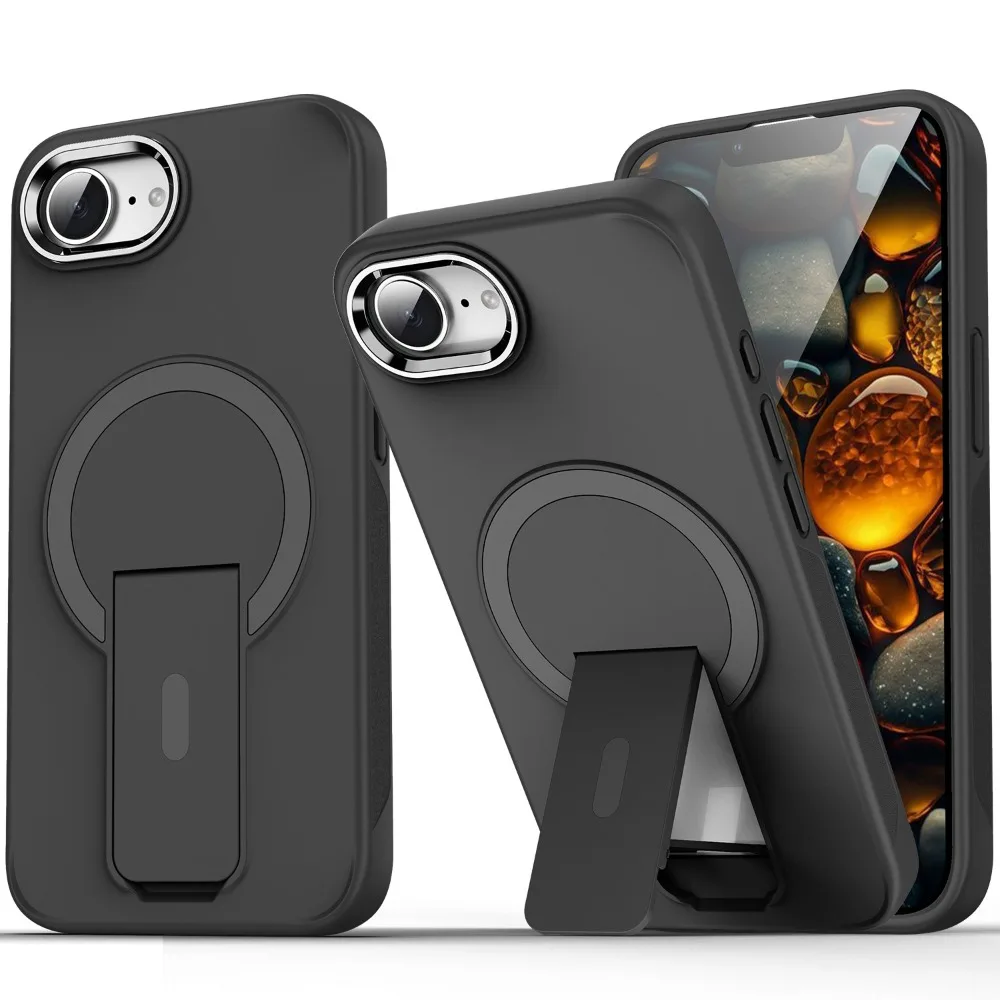 

Suitable for Apple 16 Mobile Phone Box Magnetic Skin Absorption Matte 16E Bracket for IPhone 12 13 14 15 Pro Max Protective Case