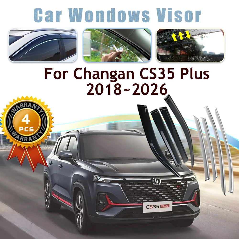 

Car Window Visor Fit For Changan CS35 Plus 2018~2026 Black Transparent Rain Sun Snow Guard Deflector Windshield Auto Accessories