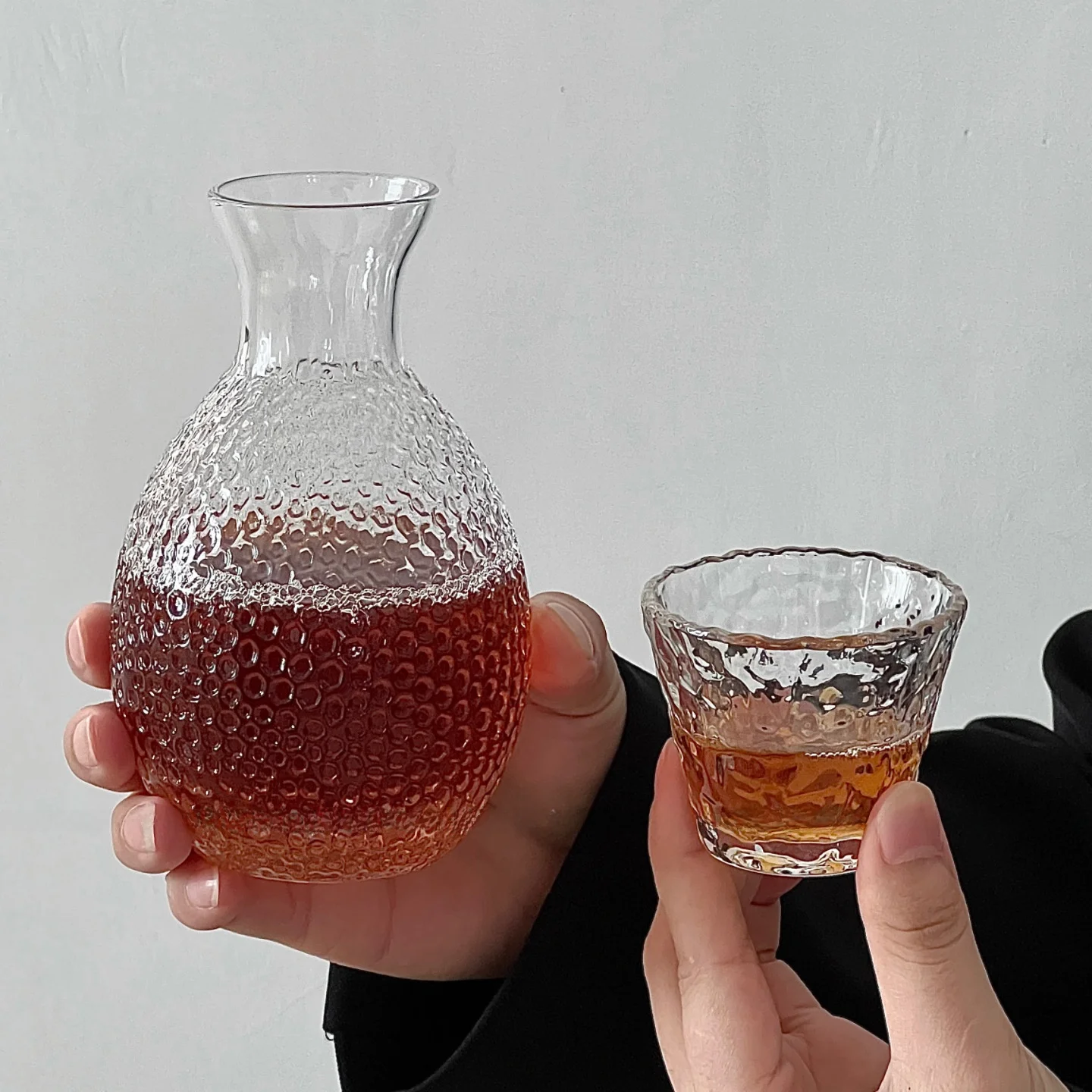 Juego de Vasos para Vino de Arroz con Patrón Martillado Estilo Chino, Utensilios de Alcohol para Uso Doméstico, Accesorios para Té, Tetera, Tazas de Té, Taza para Baijiu