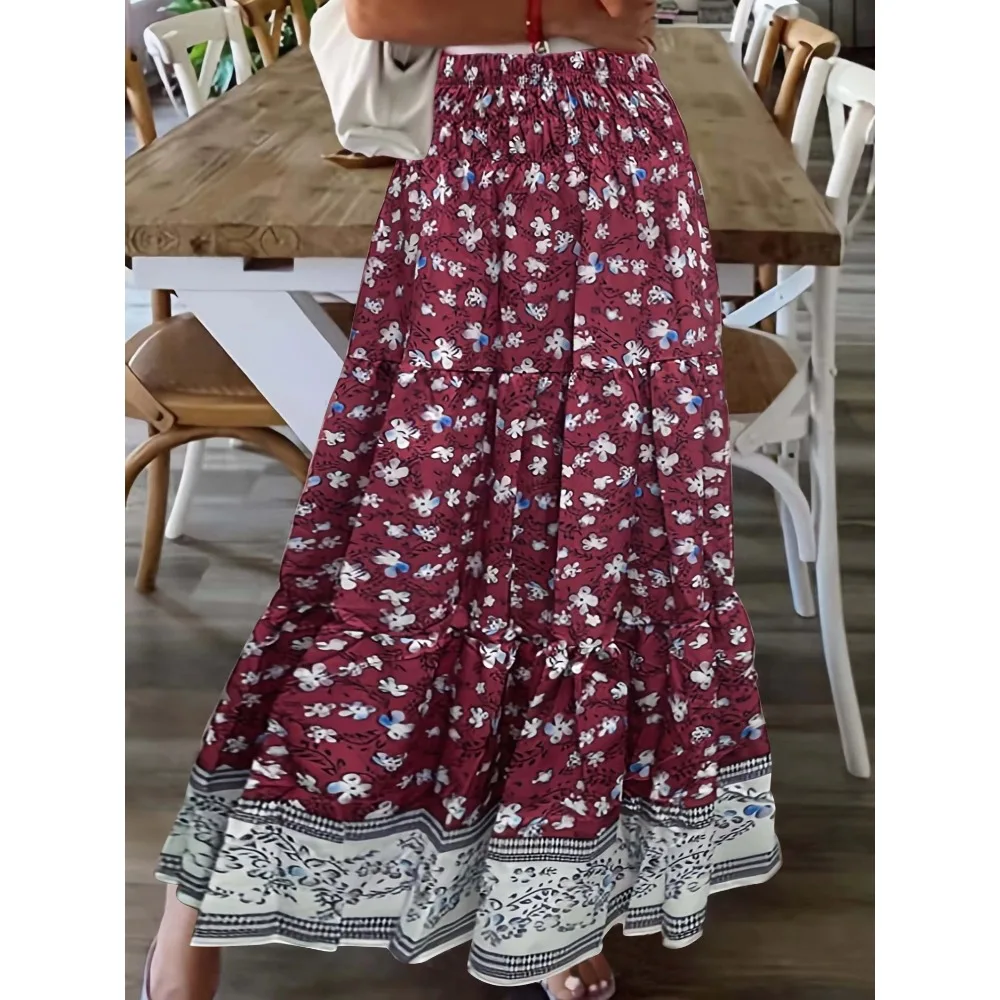 Gonna lunga casual a vita alta Longteng da donna taglie forti 1XL-5XL