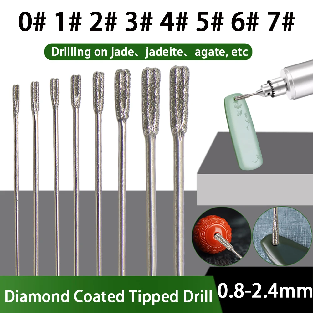 

Diamond Drill Bit 0.8-2.4mm Solid Bits Needle/For Jade Agate Stone Jewelry Glass Drilling Ceramics Glass Hole Saw/Drilling Tools