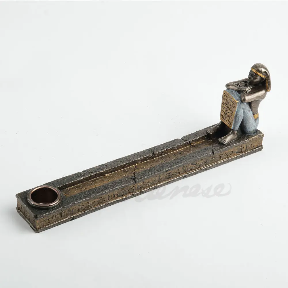Ancient Egyptian Pharaoh Incense Holder Candle Holder 2in1 Bronze Finish Resin Figurine Home Desktop Decorative Ornament Gift