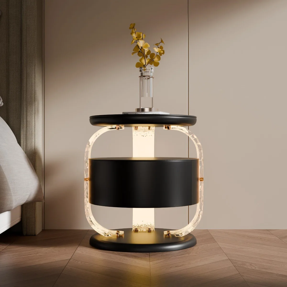 Villa Italian light luxury acrylic bedside table premium bedside table small coffee table creative designer art