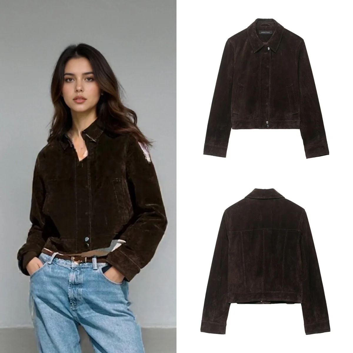 

Модная куртка с воротником-поло с длинными рукавами, женская новая осенне-зимняя универсальная верхняя одежда в стиле ретро, элегантный женский топ