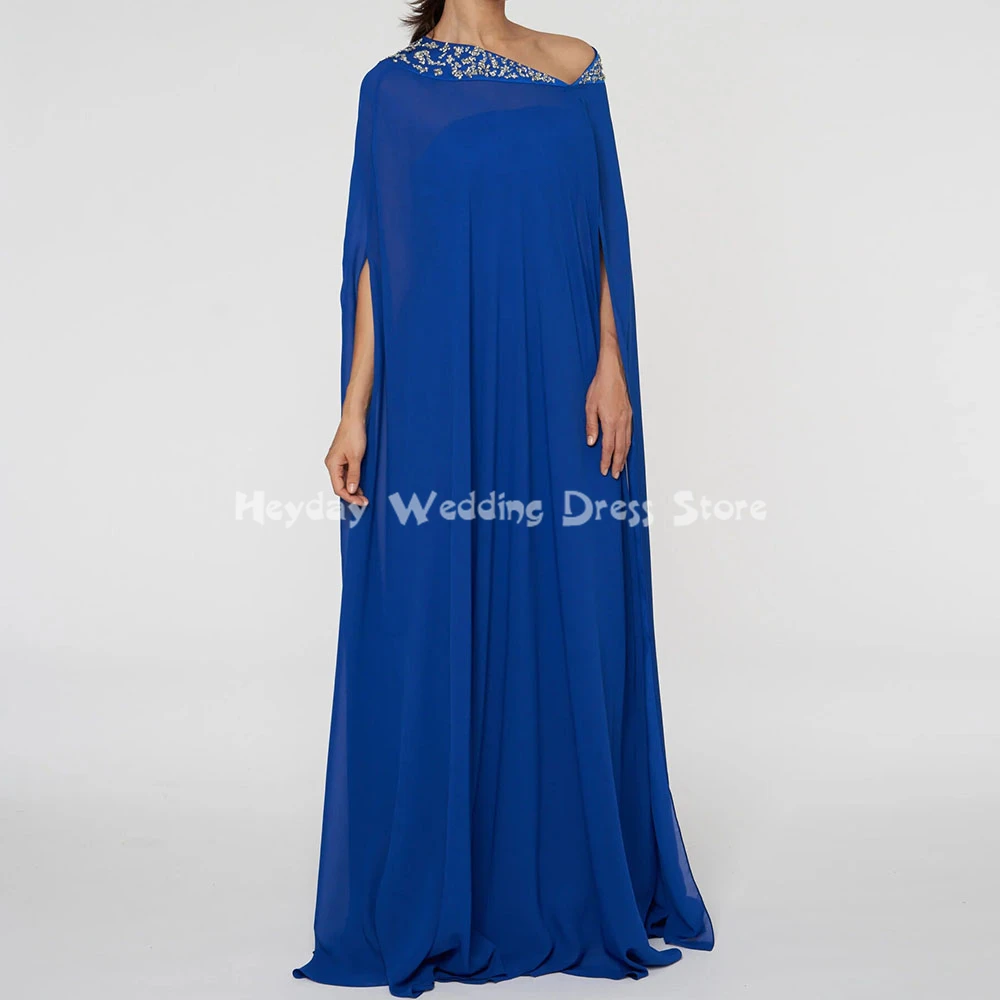 

Heyday Women's One-shoulder Beaded Customized Saudi Evening Dresses With Half Sleeves Floor-Length Elegant Party Dresses 2025
