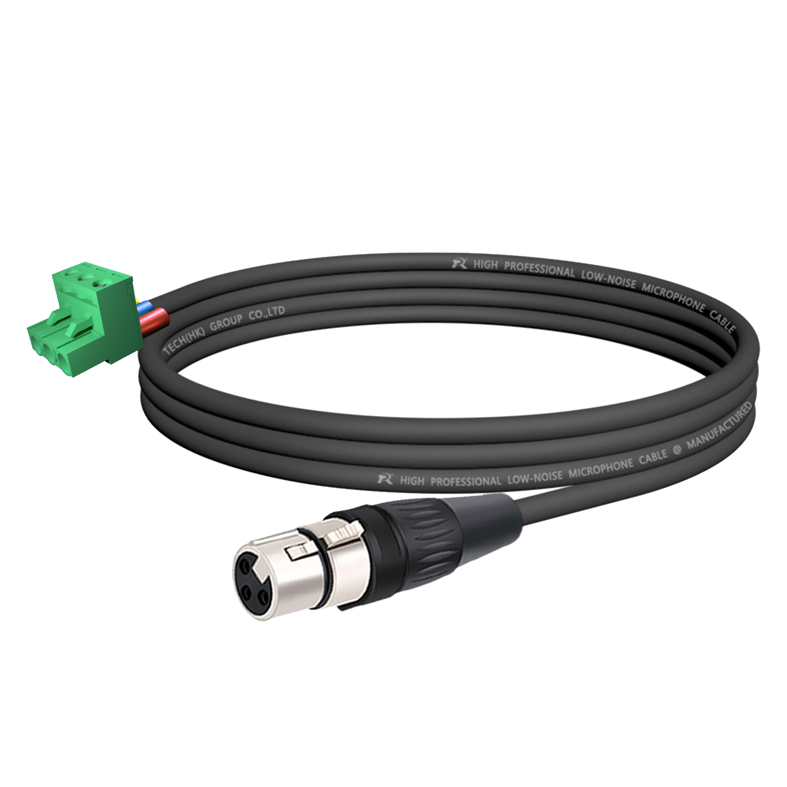 Premium-Kabel vom Phoenix-Terminal zu XLR F/M-Buchse, mit silbermetallischem Anschlusskern und einfarbigem, abgeschirmtem Kabelmantel – Detail 10